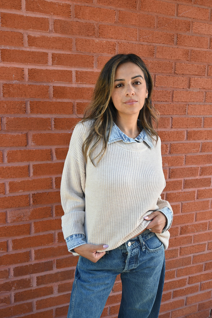 Denim Cuffed Sweater