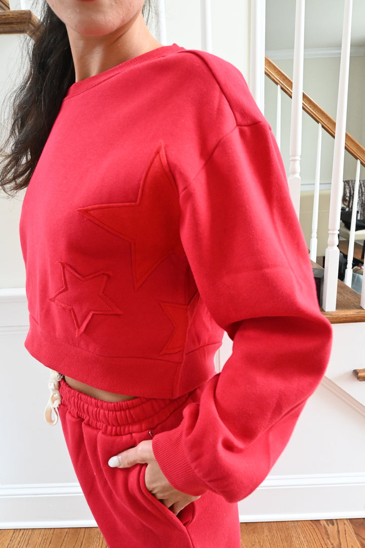 Star Applique Fleece Crewneck