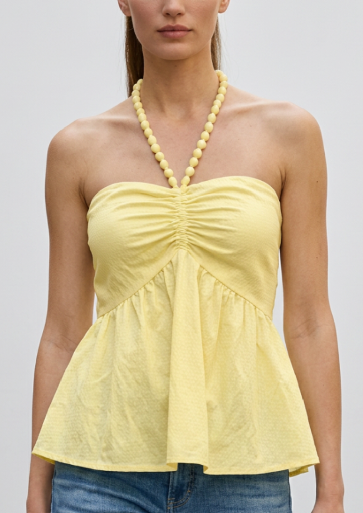 Pom-Pom Tube Halter Top