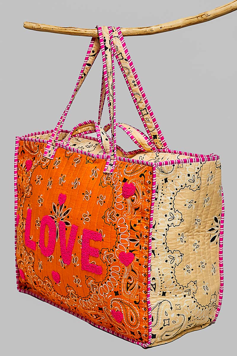 Love Bandana Quilted Tote
