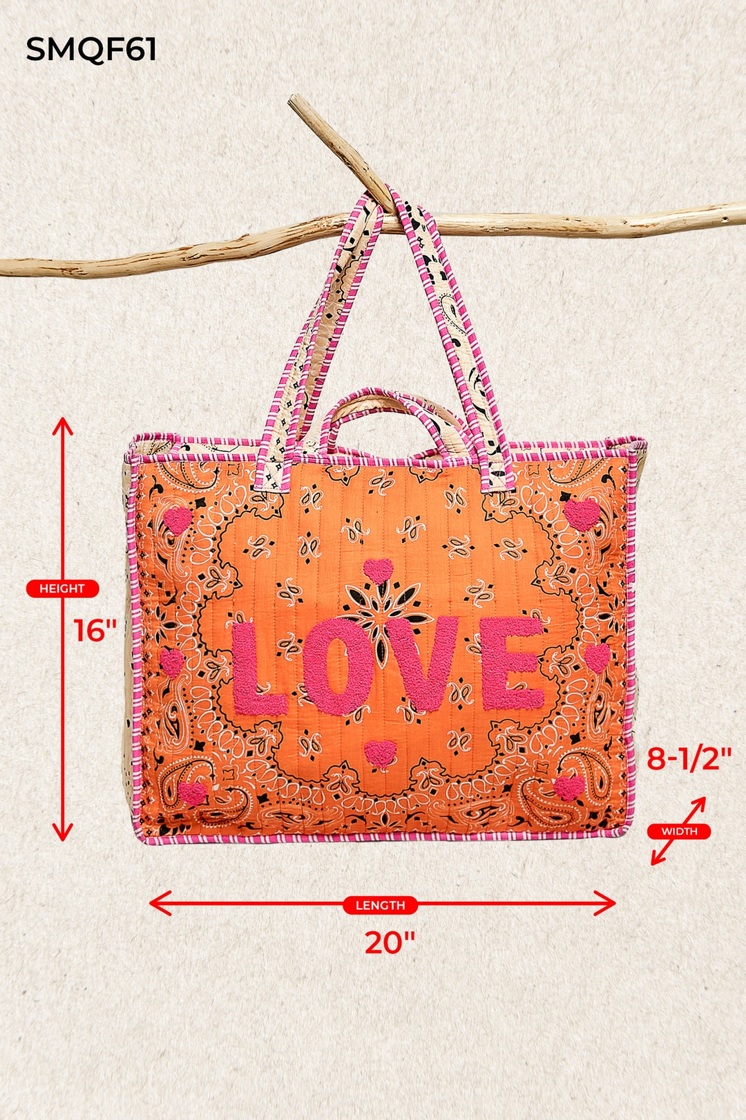 Love Bandana Quilted Tote