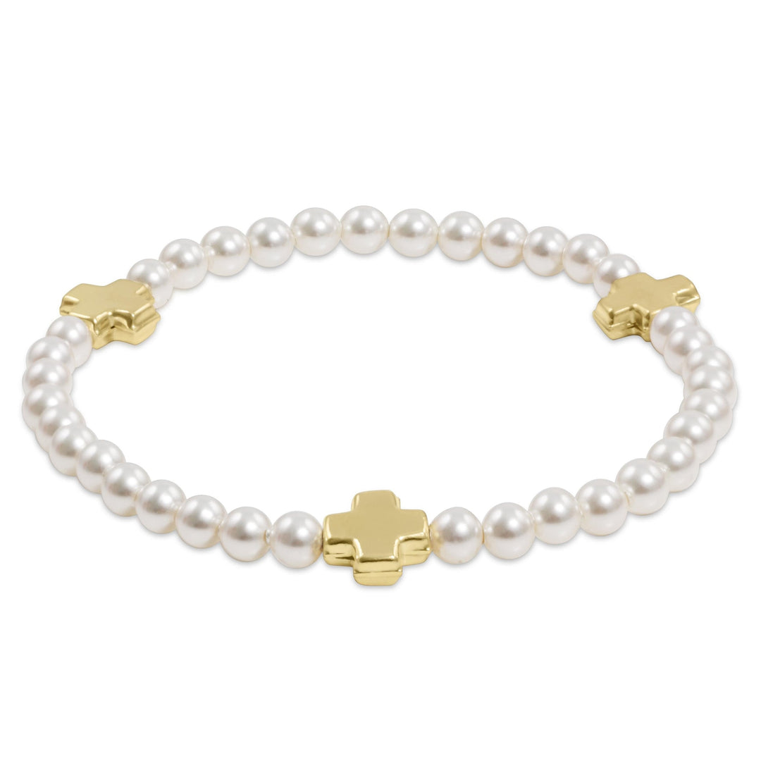 Signature Cross 4mm Pearl Bracelet