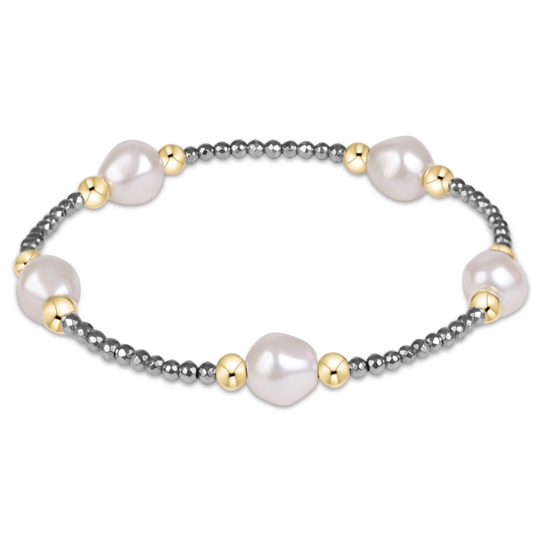 8mm Purpose Admire Pearl Silver Faceted Hematite Bracelet