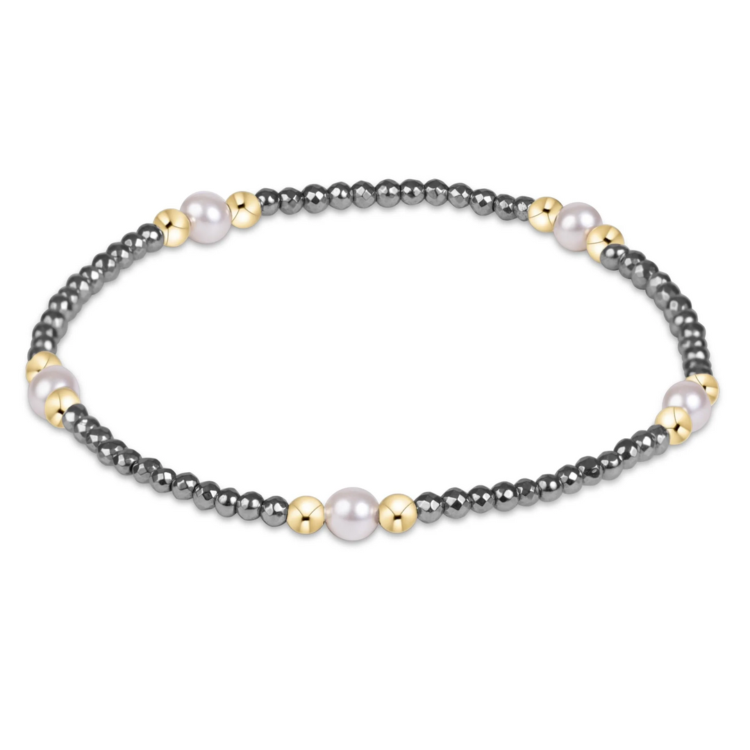 4mm Purpose Pearl Silver Faceted Hematite Bracelet
