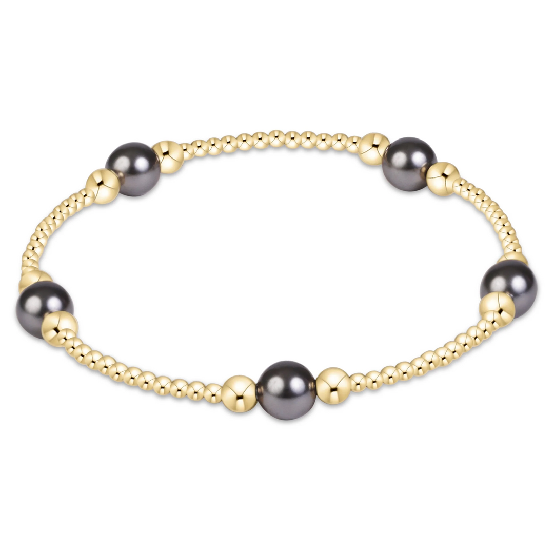 6mm Purpose Pearl Dark Grey Gold Bracelet