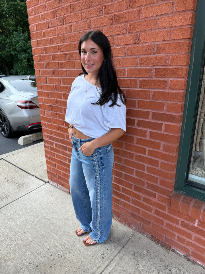 Ellesa Embroidered Crop Jeans