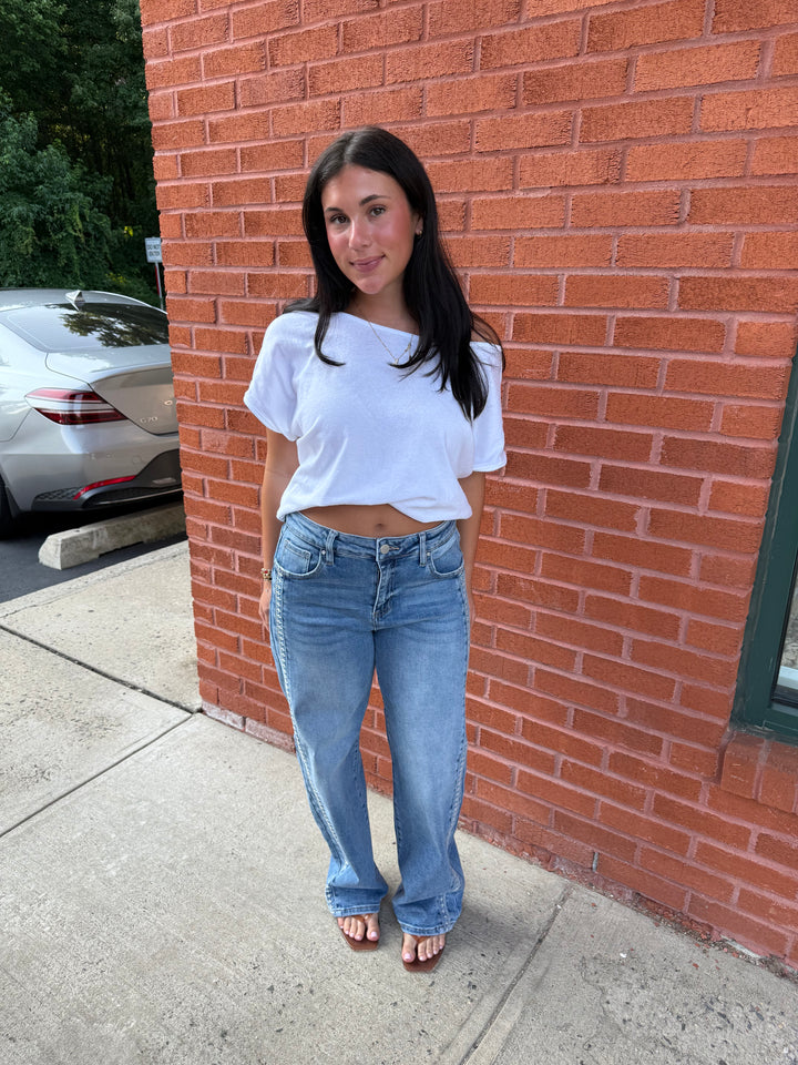 Ellesa Embroidered Crop Jeans