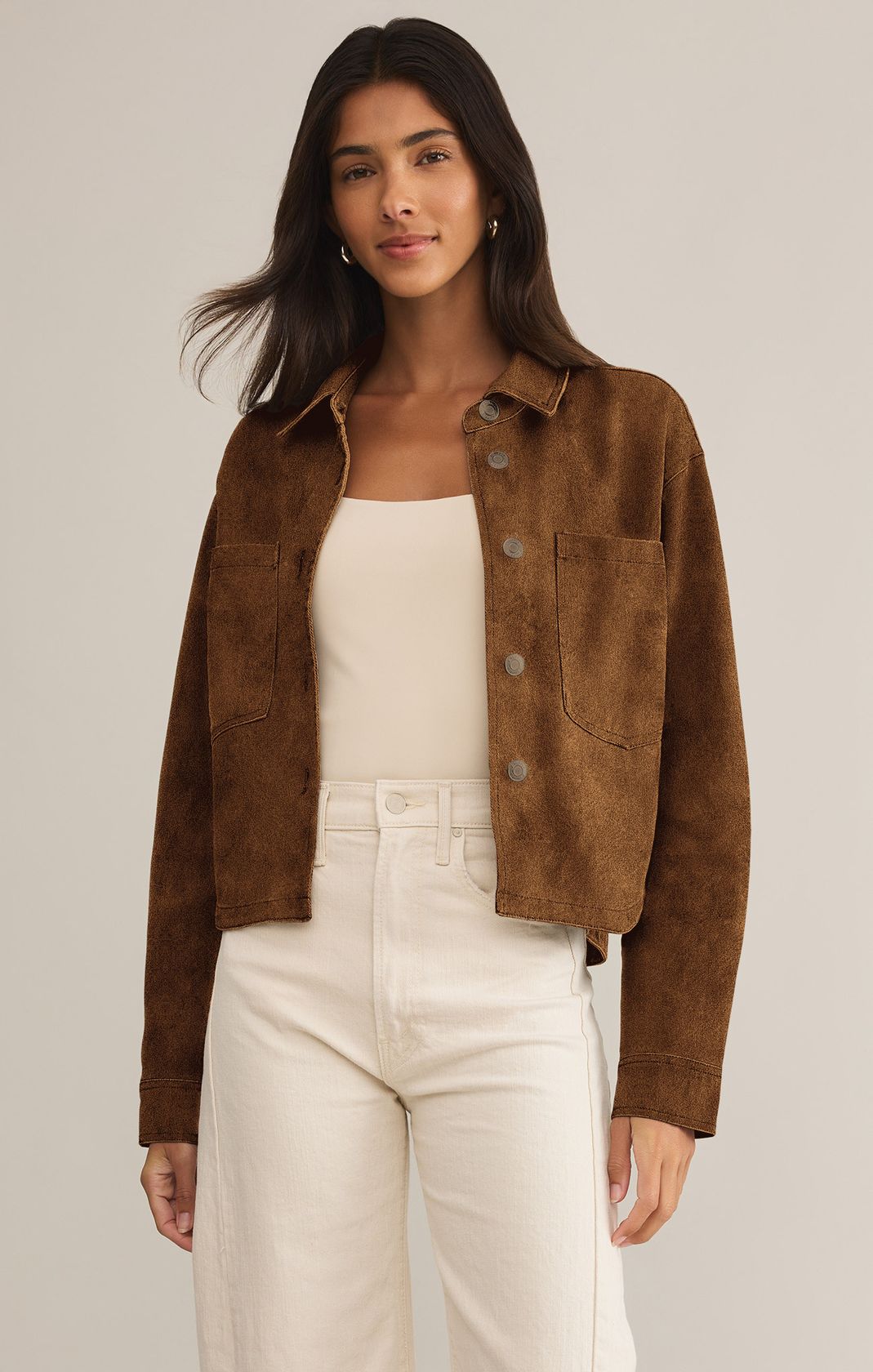 All Day Cropped Suede Jacket