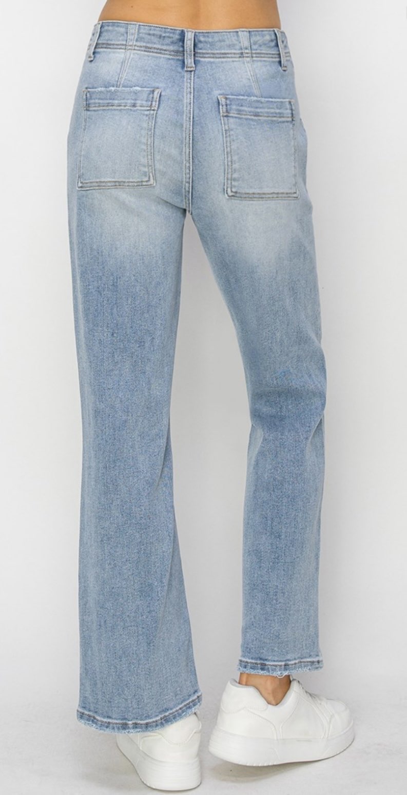 Patch Pocket Ankle Jeans
