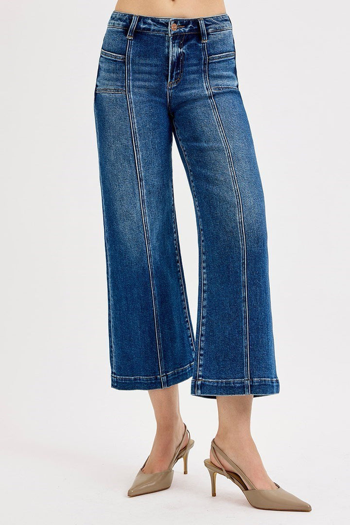 Mid Rise Wide Crop Jeans