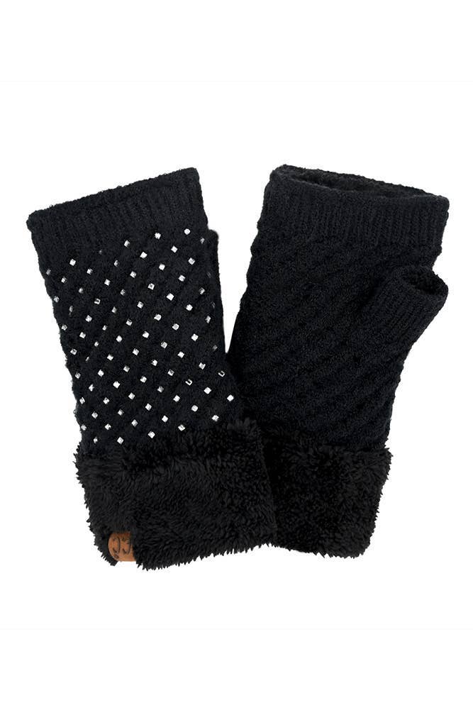 Rhinestone Fingerless Glove