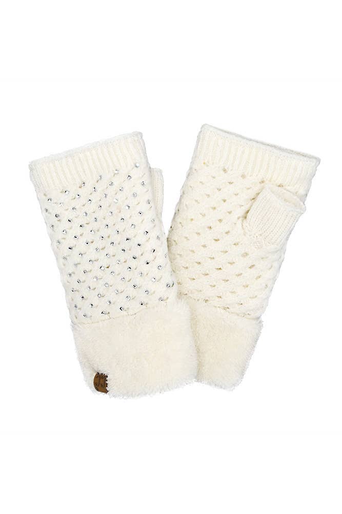 Rhinestone Fingerless Glove