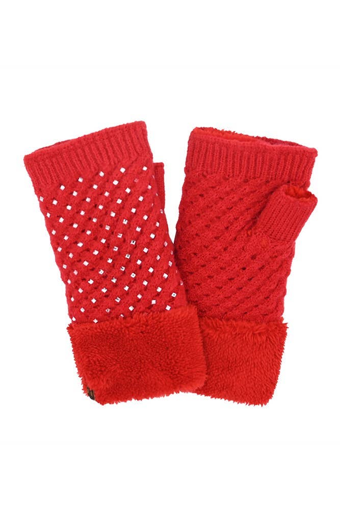 Rhinestone Fingerless Glove