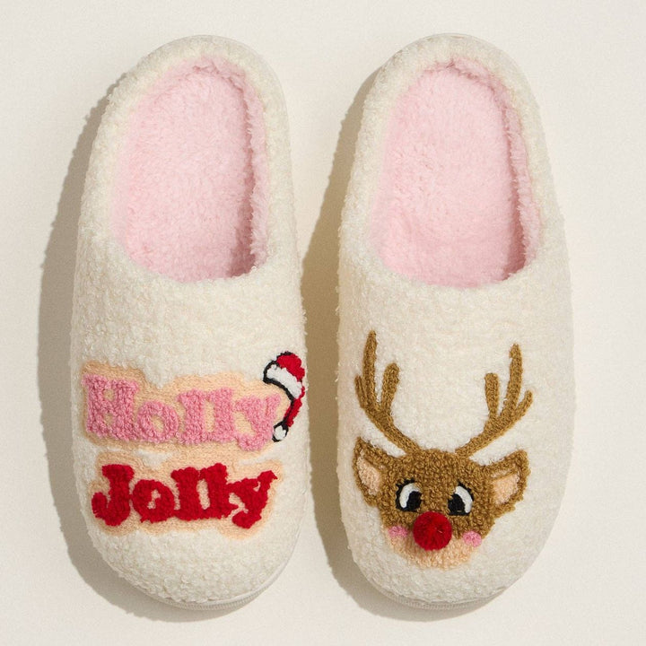 Holly Embroidered Slippers