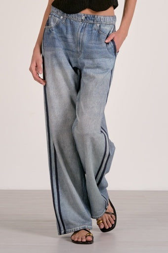 Faux Denim Track Pants
