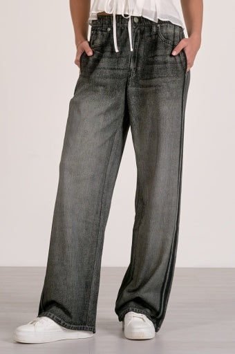 Faux Denim Track Pants