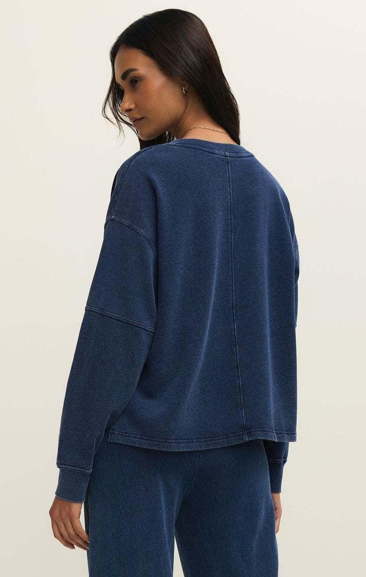 Delphine Knit Denim Sweatshirt