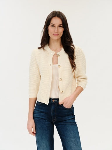 SIX FIFTY WOMEN Cardigan LOU | S/S PUFFLED SHOULDER WAFFLE CARDIGAN
