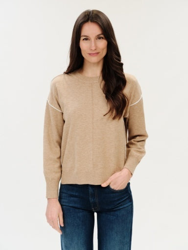SIX FIFTY WOMEN Sweater SABLE | C/B CREW NECK EXPOSED SEAM SWEATER