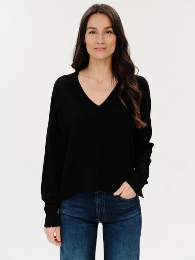 GENEVA FRAYED TRIM SWEATER