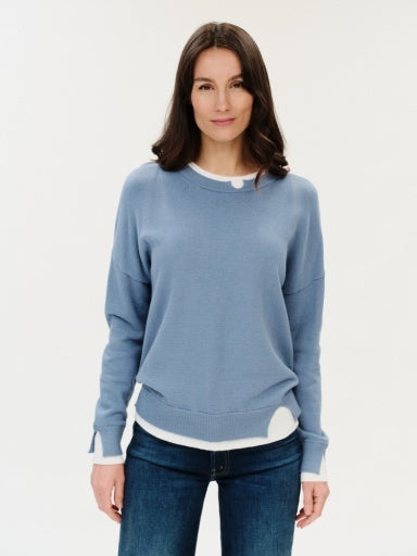 MAR DOUBLE LAYER NOTCHED SWEATER