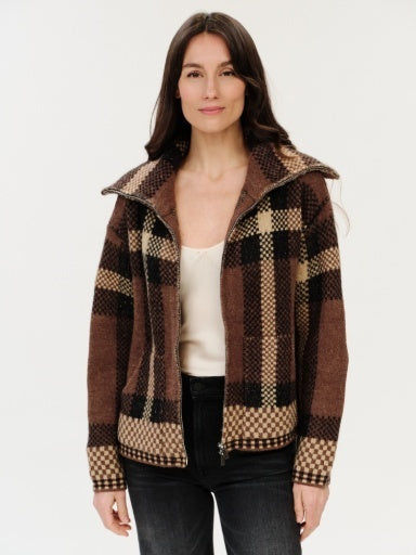 CYPRESS PLAID COLLARED ZIP UP