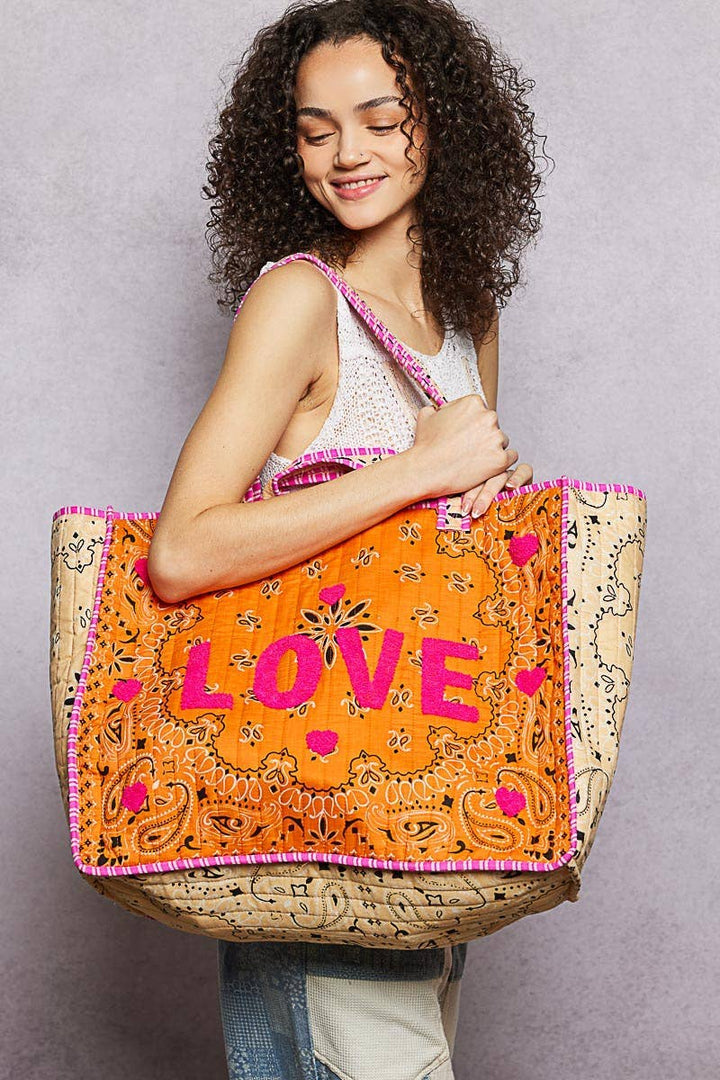 Love Bandana Quilted Tote