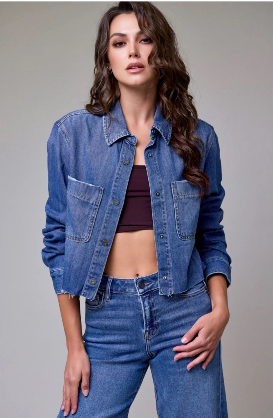 Cropped Denim Shirt