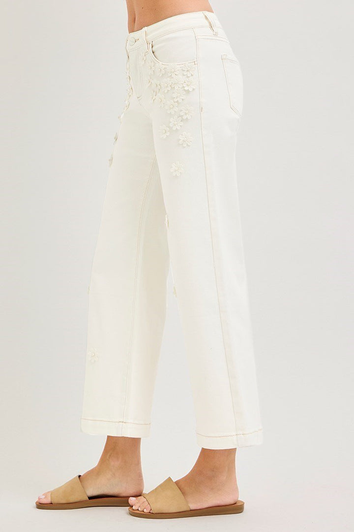 Mackie Mid Rise Flower Crop Jeans
