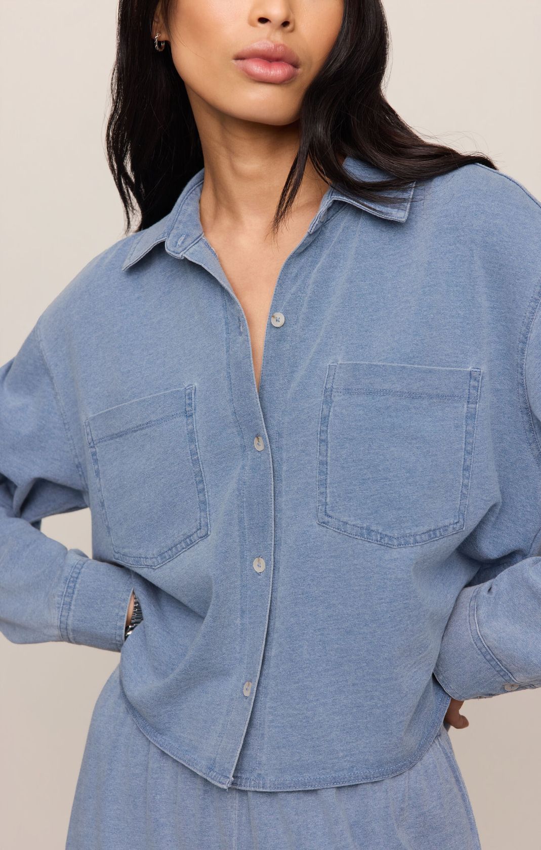 Cropped Reese Denim Button Up
