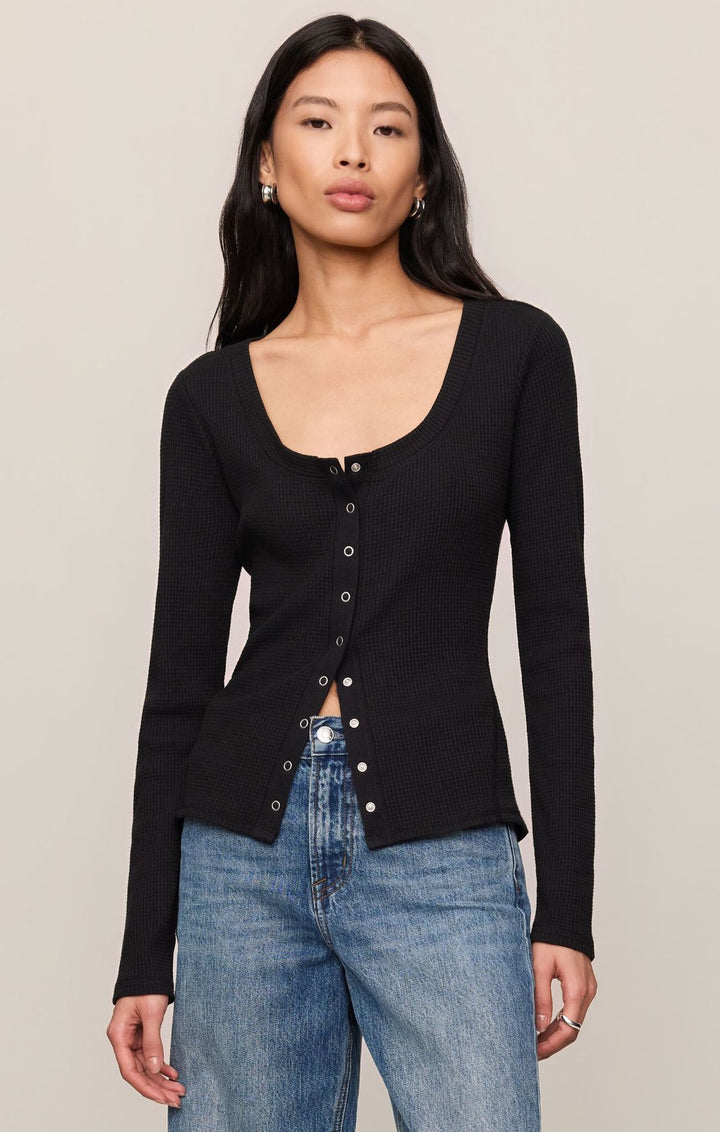 Albany Waffle Button Up Top