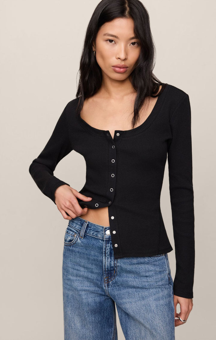 Albany Waffle Button Up Top