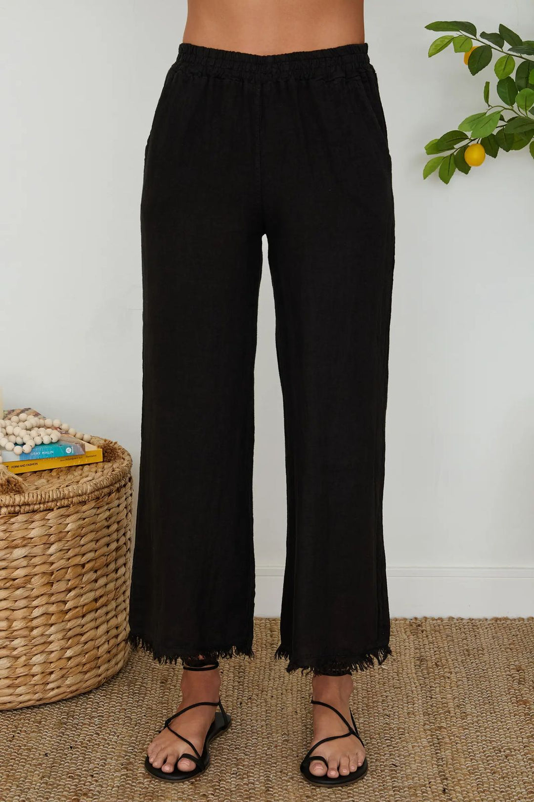 Italian Linen Pants with Raw Hem