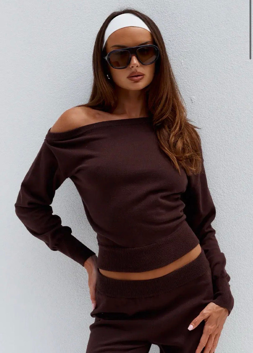 HEATHER OFF SHOULDER KNIT TOP