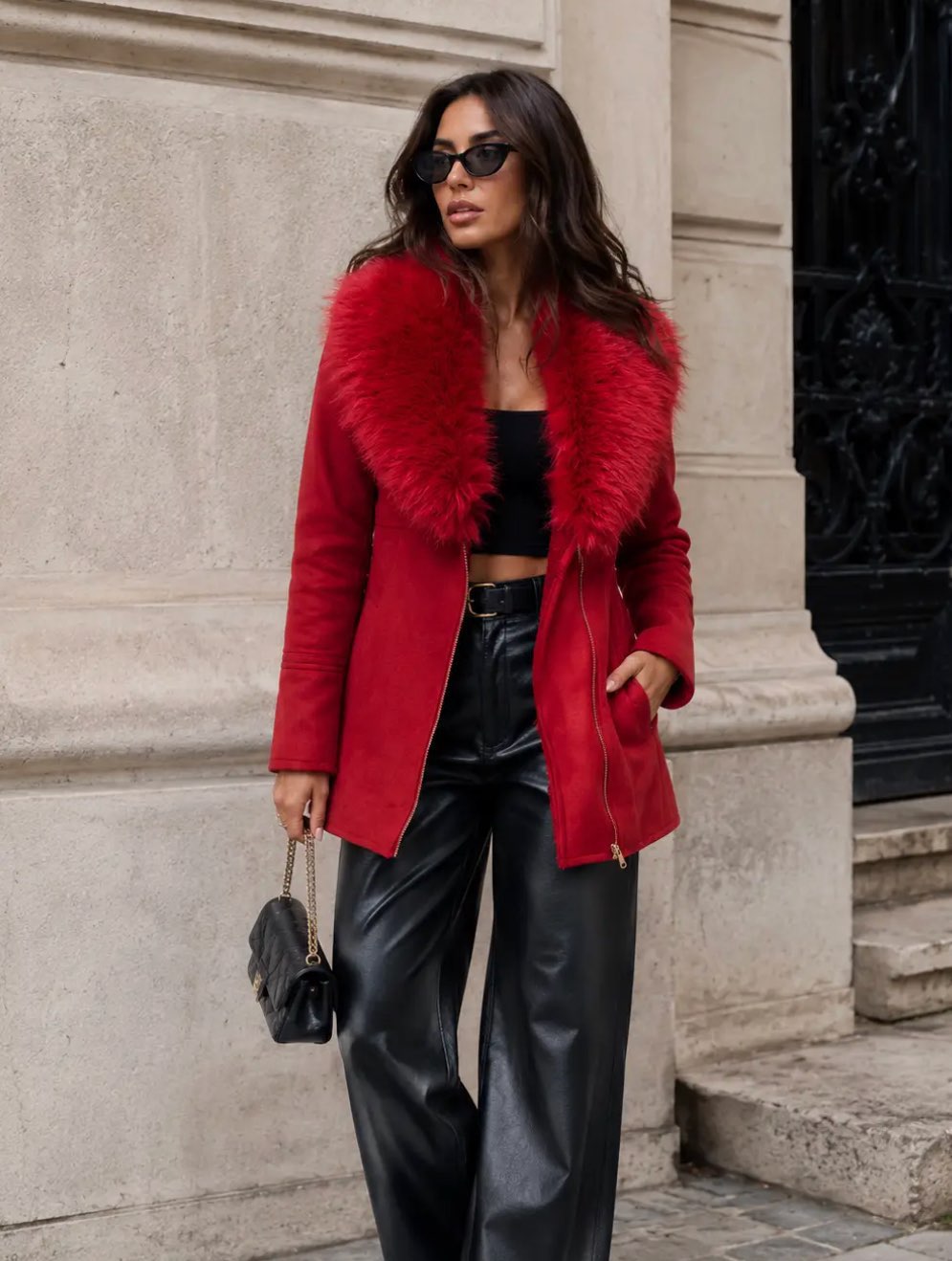 Fur-Collar Tailored Coat