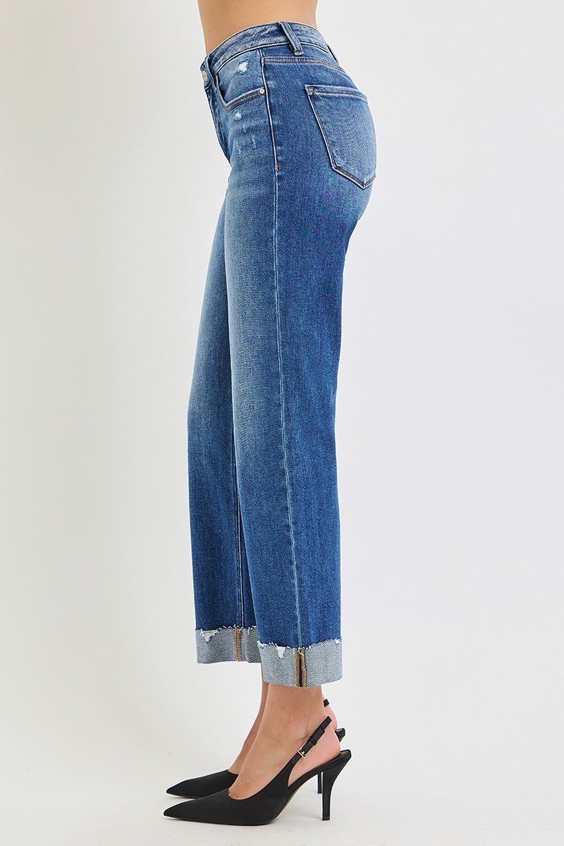 Mid Ride Wide Straight Jean