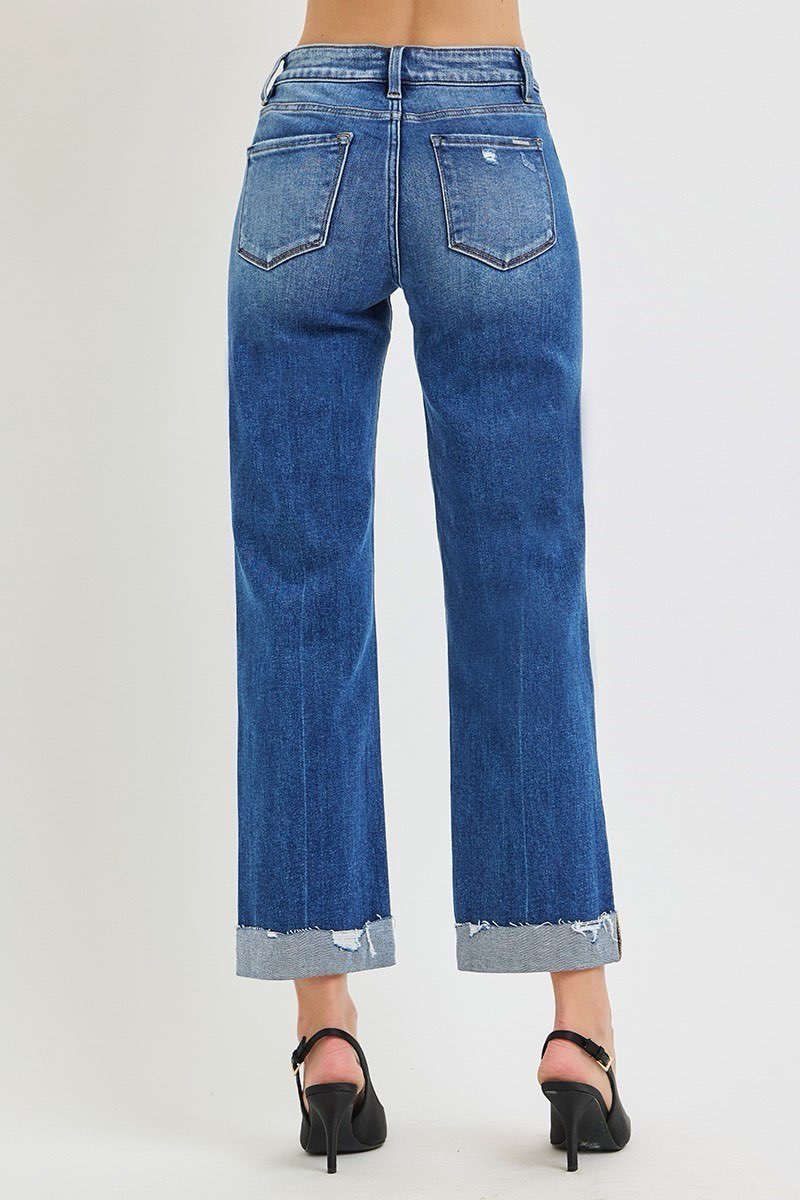 Mid Ride Wide Straight Jean