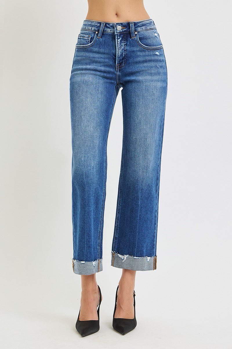 Mid Ride Wide Straight Jean
