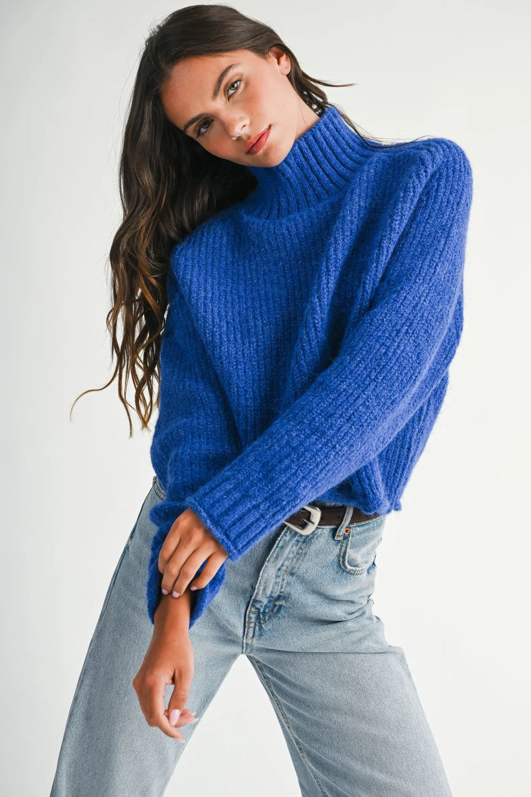 Brushed Mock Neck Sweater