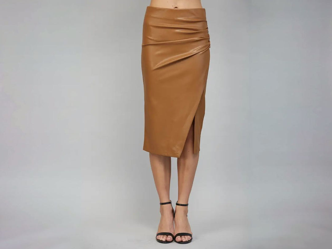Bella Ruched Slide Slit Skirt