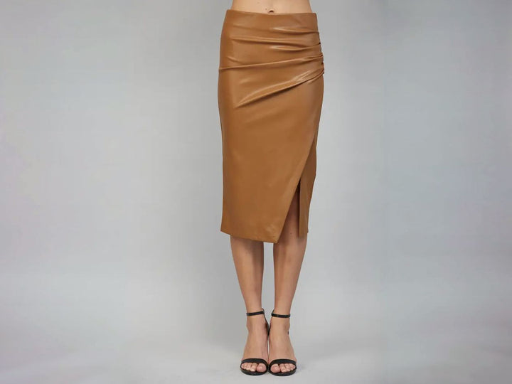 Bella Ruched Slide Slit Skirt