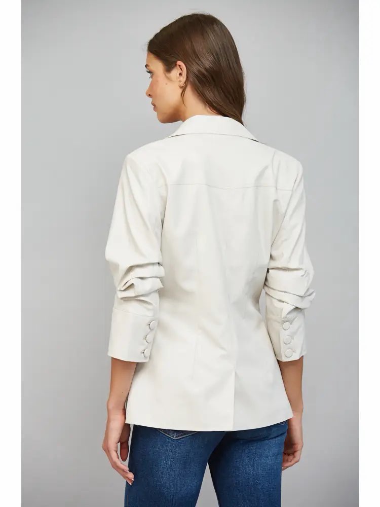 Mika Ruched Faux Leather Blazer