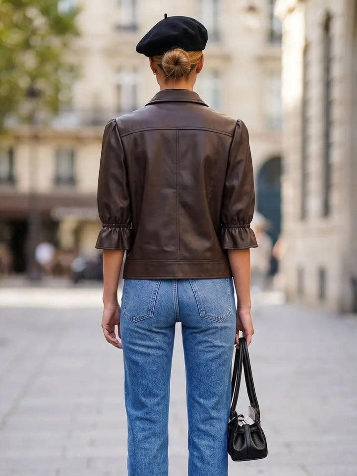 Celine Leather Zip Up Jacket
