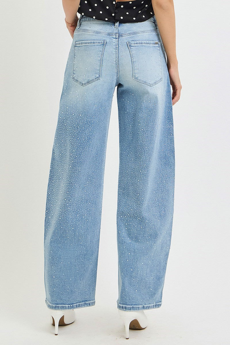 Slouchy Barrel Rhinestone Jeans