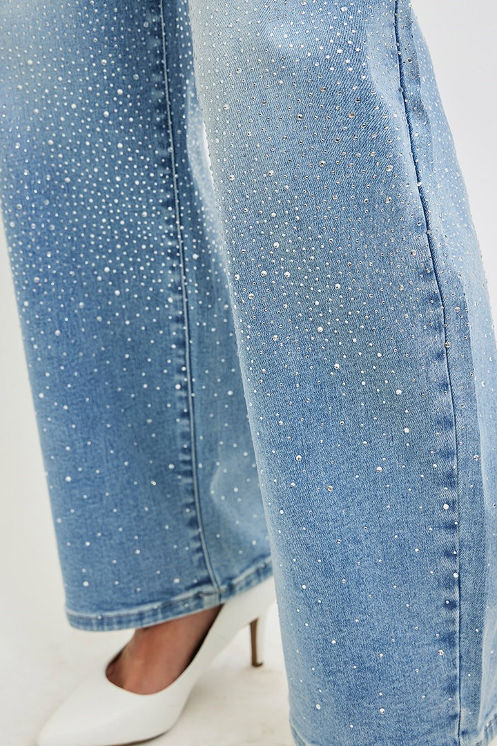 Slouchy Barrel Rhinestone Jeans