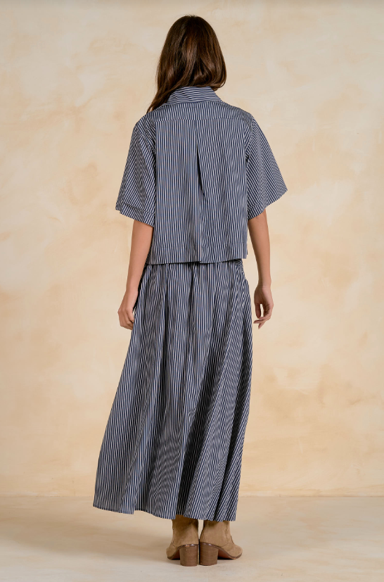 Selena Striped Crop Button-Up