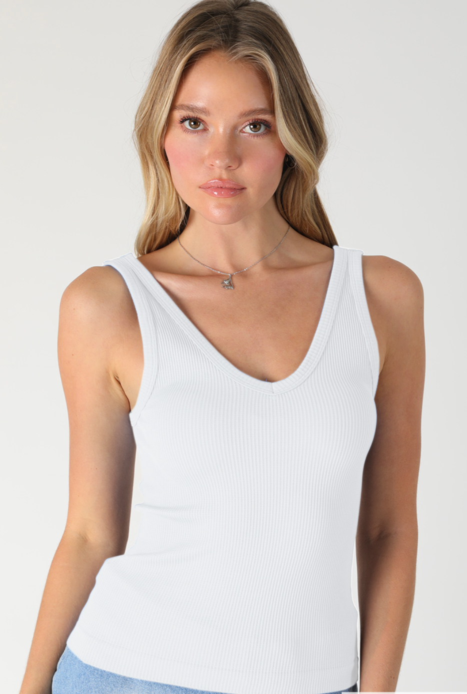 Niki V Neck Ribbed Tank Top