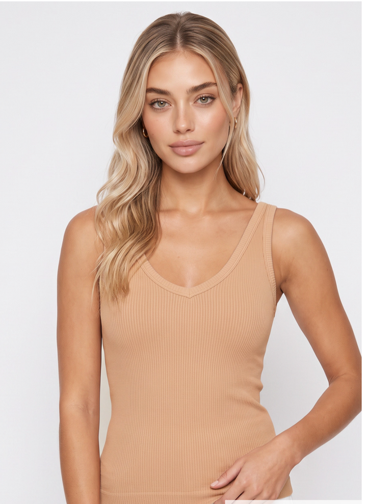 Niki V Neck Ribbed Tank Top