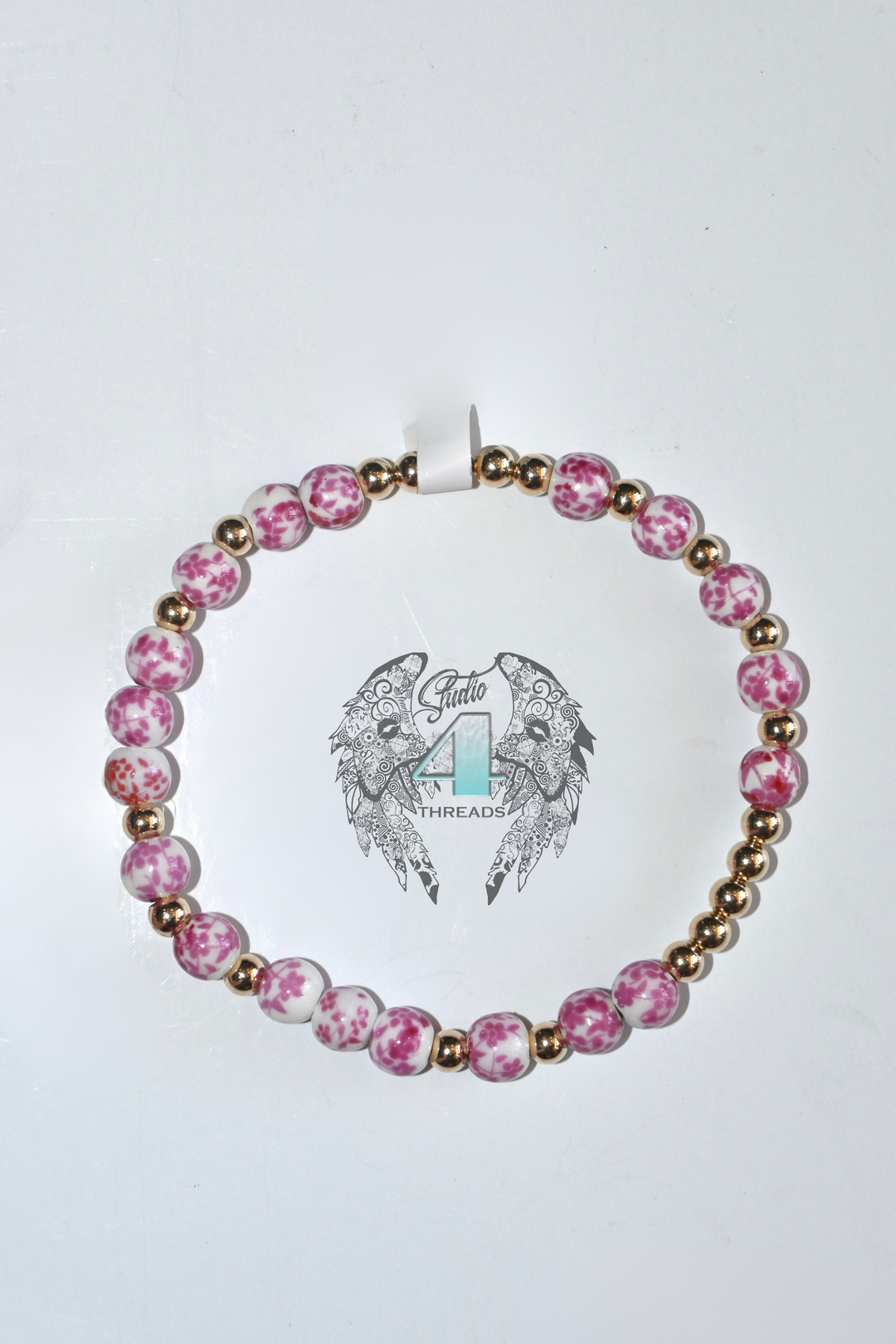 Lotus Floral Porcelain Beaded Bracelet