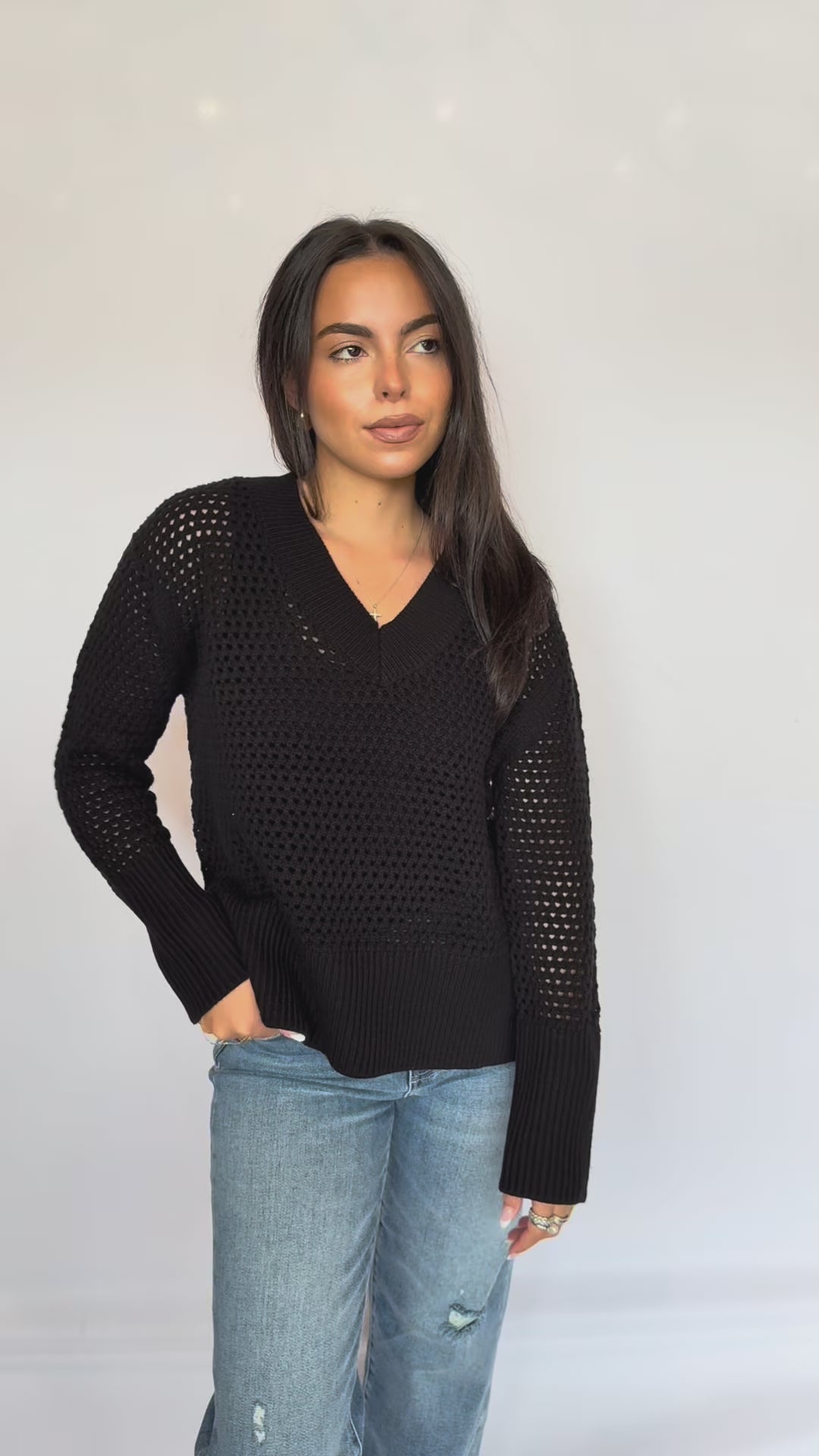 Cameron Crochet V-Neck Sweater